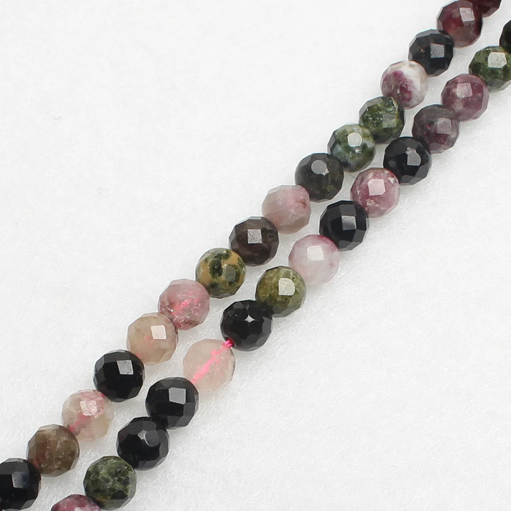 

Wholesale 15Inch 6MM Diamond Faceted Colorful Tourmaline Stone Beads for Jewelry Making DIY