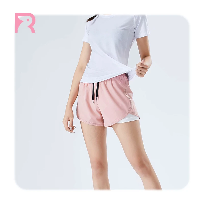 

Breathable Drawstring Athletic Pants 2 Piece Active Wear Ladies Gym Activewear Shorts for Woman