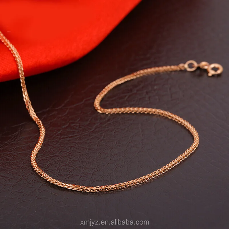 

Certified 18K Gold Chopin Chain Adjustable Au750 Color Gold Clavicle Chain Rose Gold Necklace Female Factory Wholesale