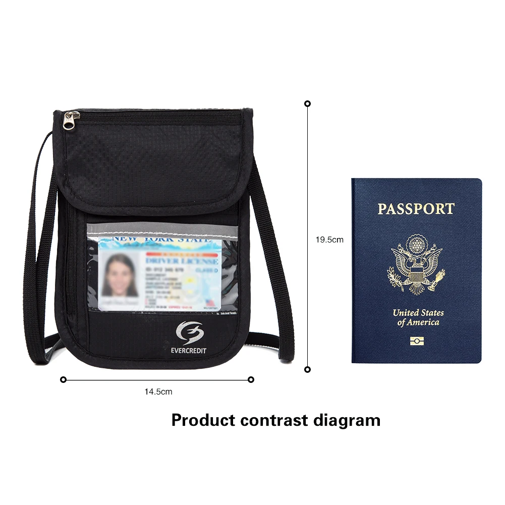 RFID Neck Stash Pouch Travel Holder Passport Id Wallet Bag