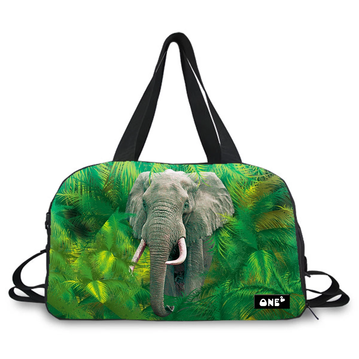 

Latest duffle bag with multi compartment elephant design printing custom duffle bag large capacity NO MOQ, Any color is available