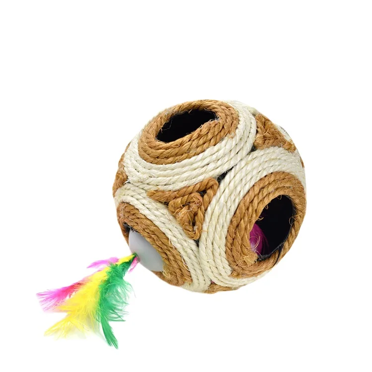 

Funny pet ball cat interactive toy with feather