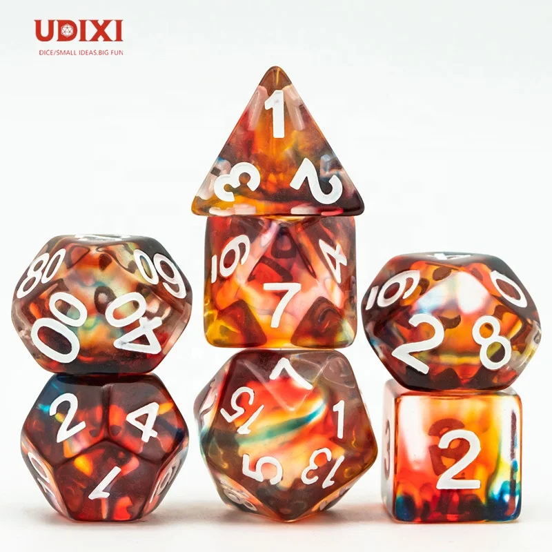 

Udixi Plastic polyhedron dungeons and dragons resin rpg dnd d&d dice custom set Colored glaze Red, Multi-colored