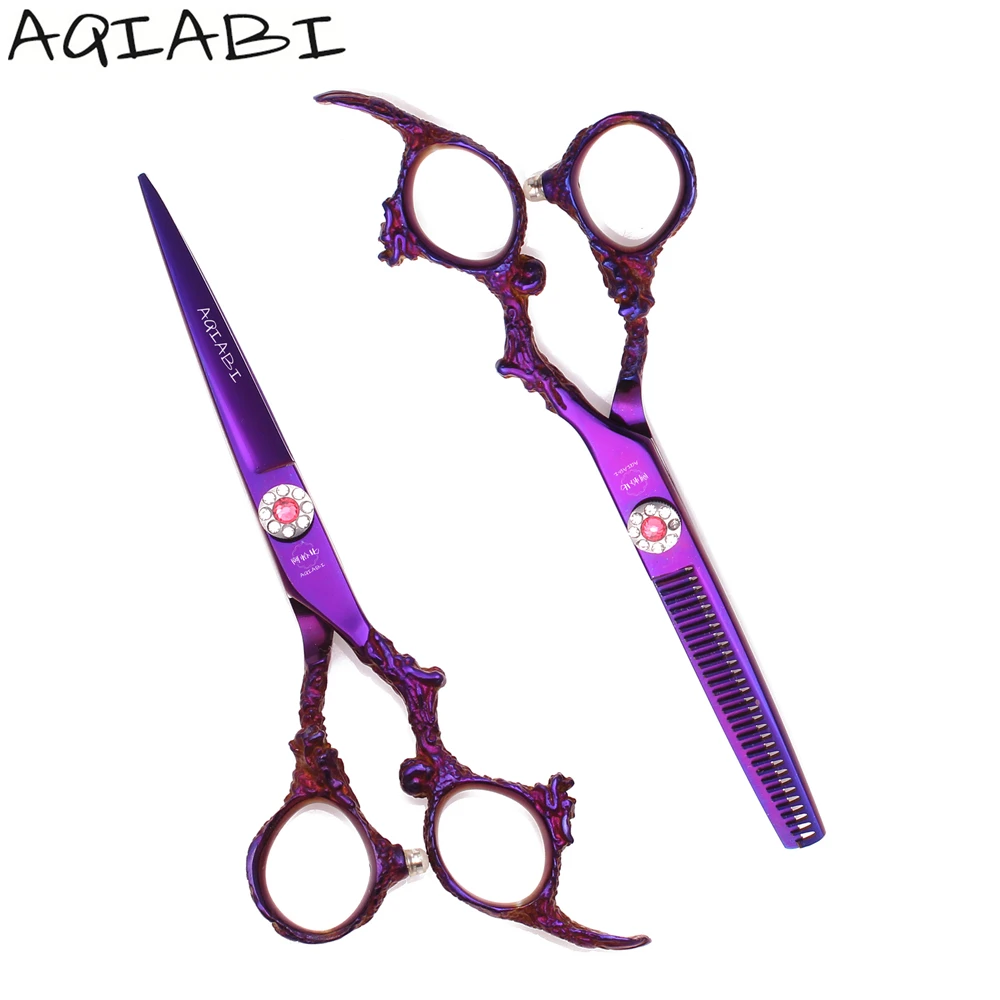 

Professional Scissors 5.5'' 6" AQIABI JP Steel Hair Scissors Hair Cutting Scissors Barber Thinning Shears Violet A9005, Violet color