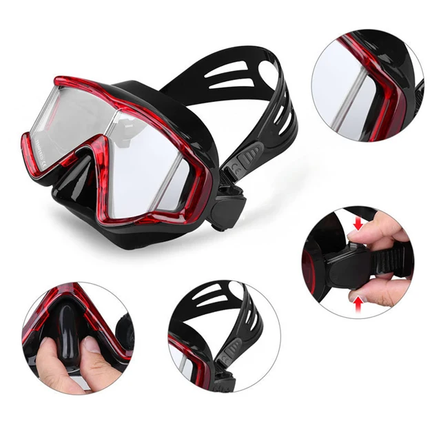 

Wholesale custom novice swimming diving mask underwater breathing non-slip fins, Blue, black, red, silver grey