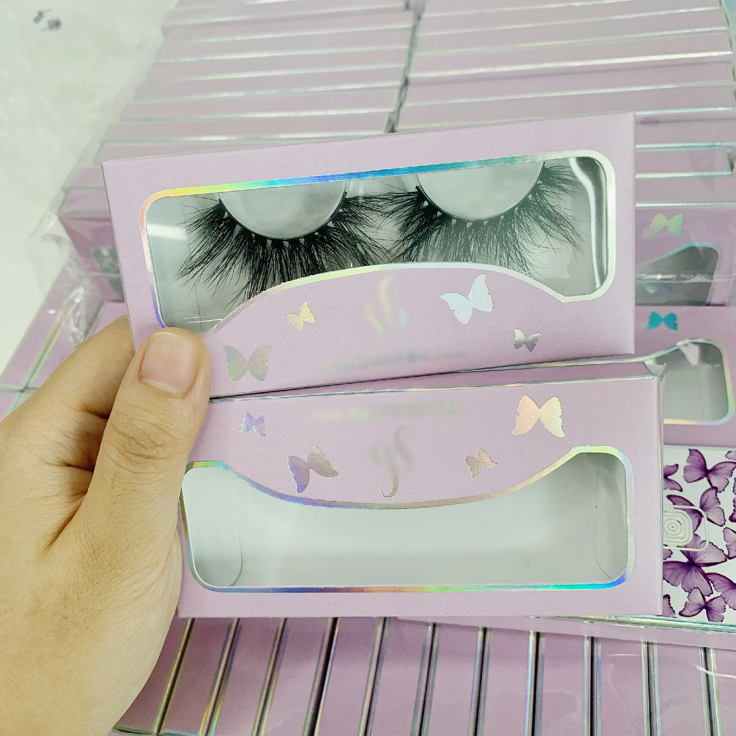 

2021 new arrivals full strip Lashes lashbox packaging private label 3d real mink eyelashes vendor customized boxes lash packagin, Natural black