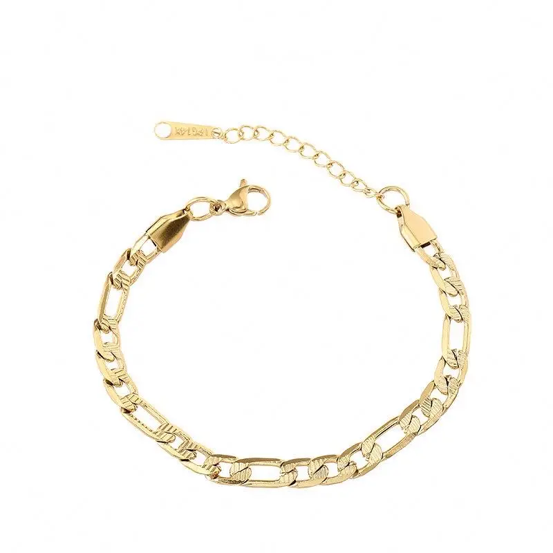 

Hip Hop 14K Gold Plated Chain Hawaiian Bracelet Bangles Stainless Steel Unisex Minimalist Jewelry Fashion Accessories, Gold color