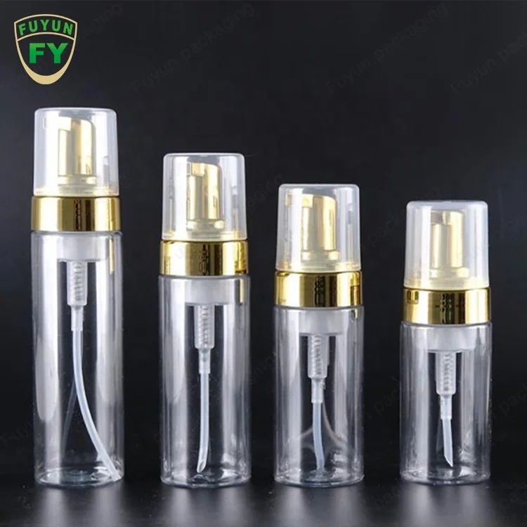 Fuyun Transparent Round 100/120/150/200ml Empty PET Foamer Pump Face Wash Cleanser Foam Pump Bottle