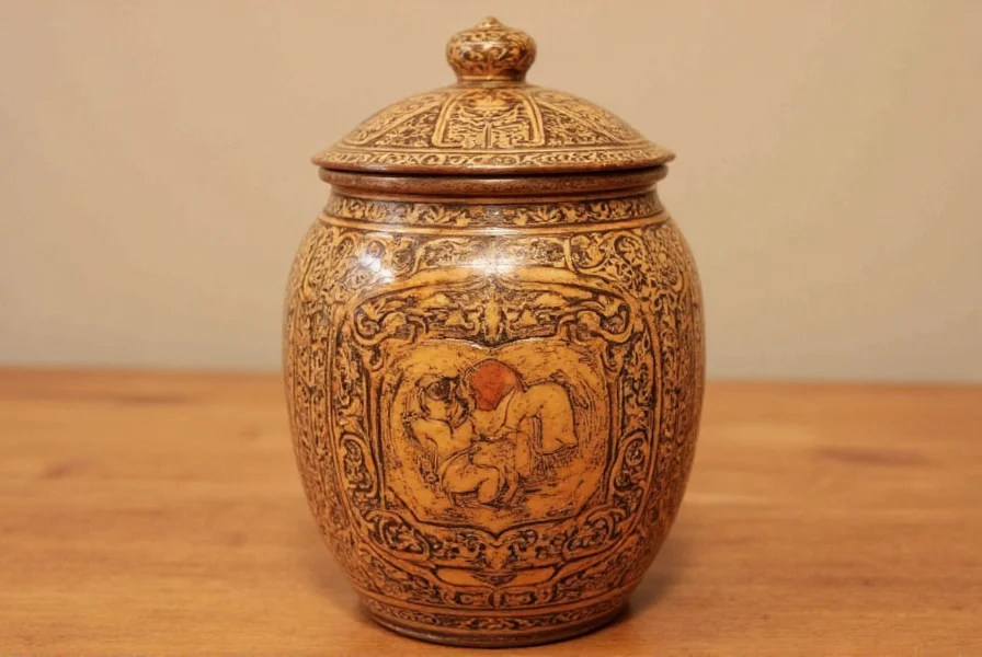 Collection of ginger jars in various sizes and patterns arranged on a shelf in a modern living room