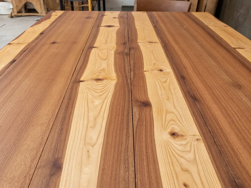 Maple and walnut wood boards for countertop construction