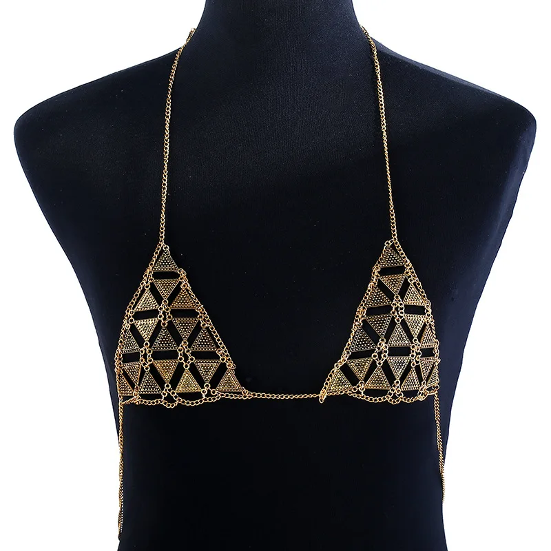 

New Fashion Sexy Body Chain Bikini Triangle Bra Chains for Women and Girls