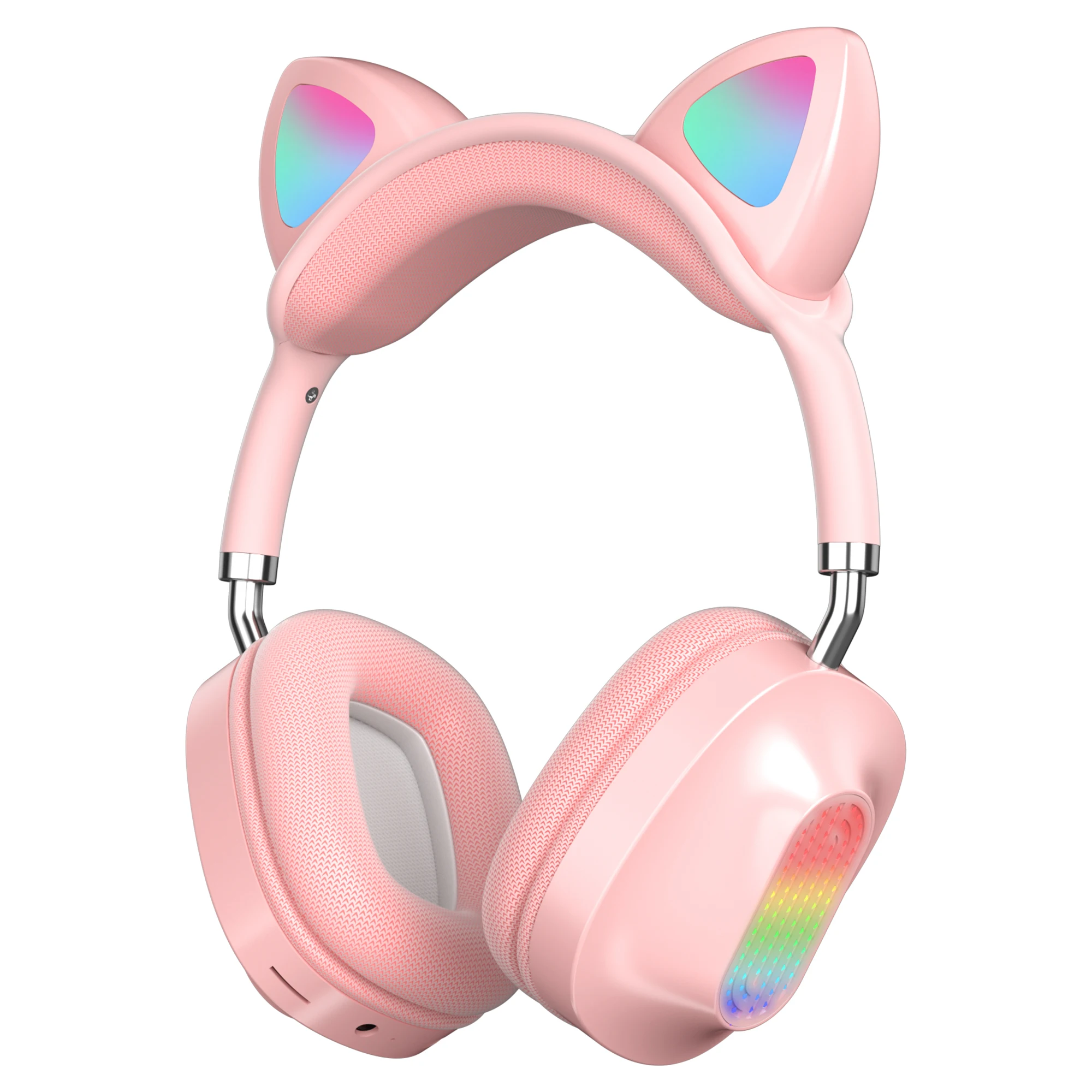 

2021 LED light newest design TF card wireless headphone factory cheap price hot selling cat ear headphone smart function