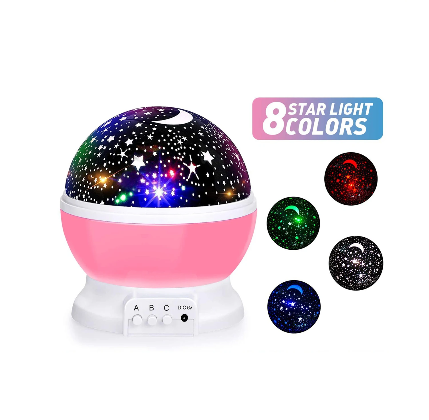 4 LED Bulbs 8 Color Changing Romantic Lighting Lamp Moon Star Projector 360 Degree Rotation Baby Night Lights for Bedroom