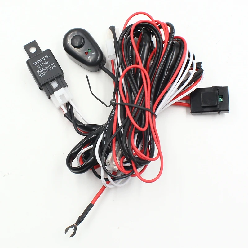 

Universal LED bar Hareness Kit Led Light Bar Cable 40A 12v 24v Switch Relay Auto Work Driving Fog light Wiring Loom Harness