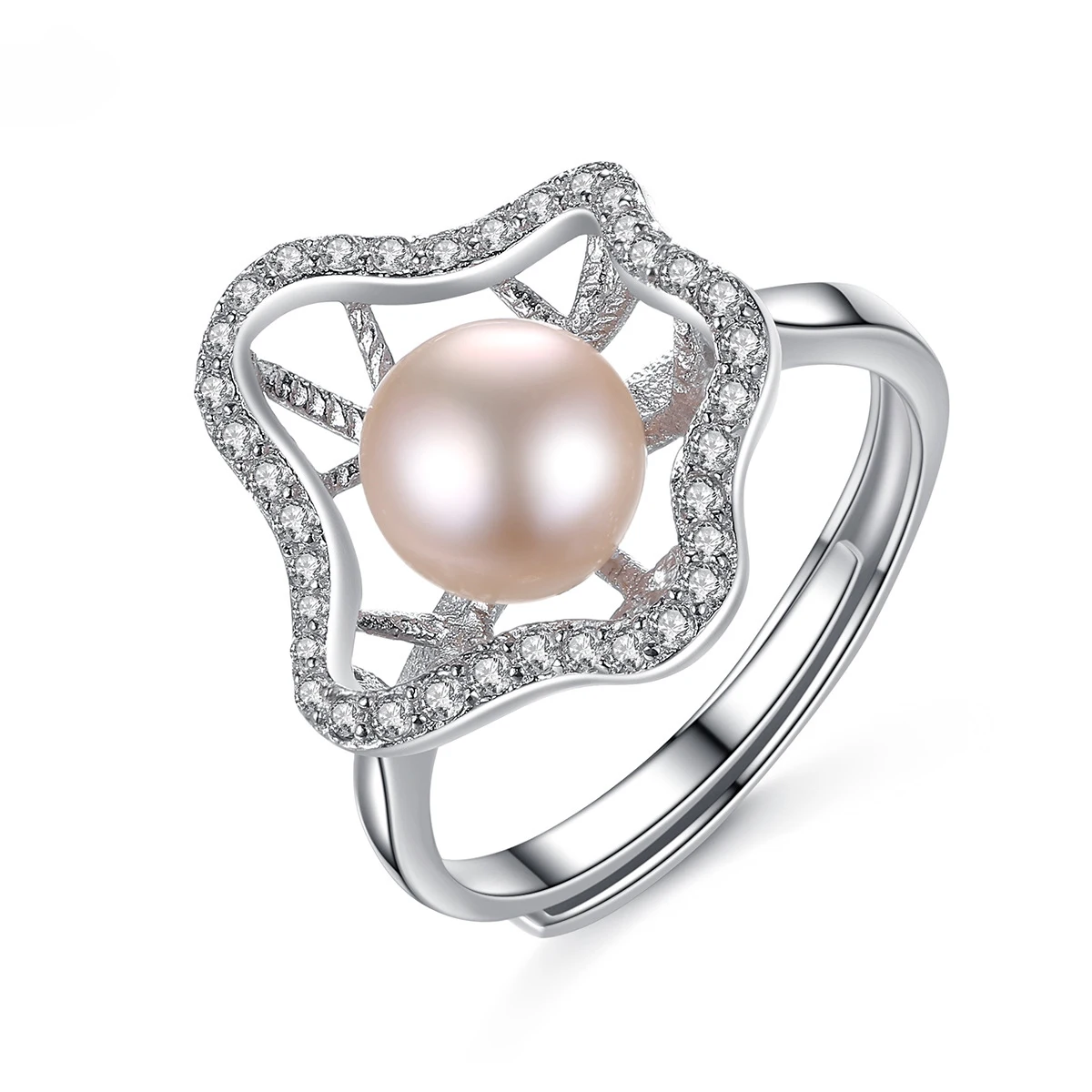 

Ready to Ship Hot Sale 925 Sterling Silver Rings Pink Pearl Ring Freshwater