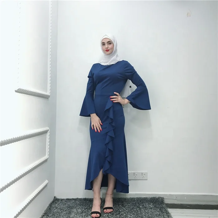 

Muslim women hijab dress long abaya kaftan robe turkish islamic clothing, Navy ,black