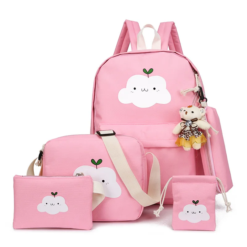 

2020 4pcs/set Fashion Bags Cute school bags girls backpack Cute Cloud Backpack, As the picture