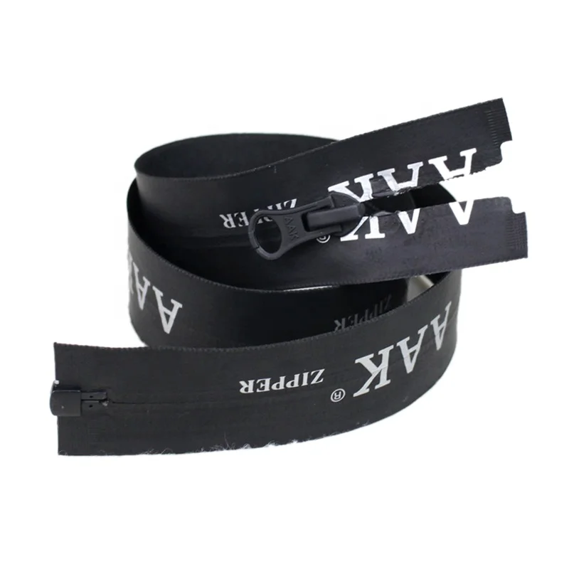 5# PU waterproof brand zipper with printed logo