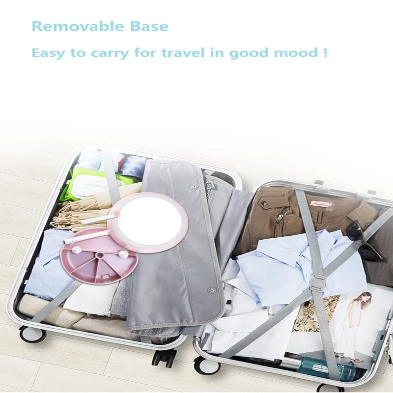 
multi-functional USB electric make up mirror six colors light folding handle lamp mirror WE-081 