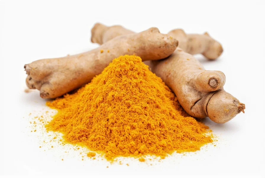 Turmeric plant showing above-ground foliage and harvested rhizomes