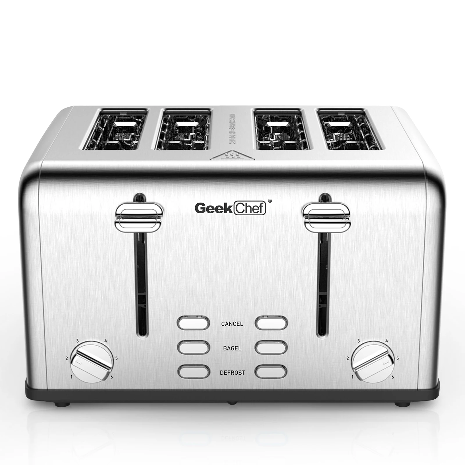 

Toaster 4 Slice Stainless Steel Extra-Wide Slot Toaster with Dual Control Panels of Bagel/Defrost/Cancel Function
