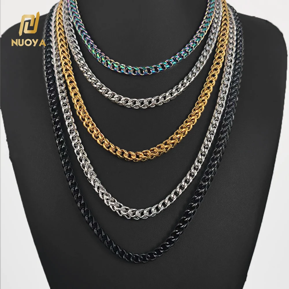 NUOYA Wholesale Jewelry 6mm Stainless Steel Necklace Mens 18K Franco Chain Gold Rope Chain