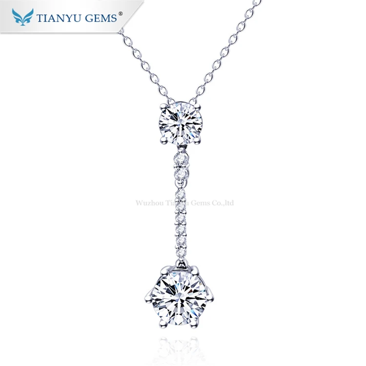 

Tianyu gems cheap price pure white gold 1.5ct brilliant cut moissanite diamond pendant