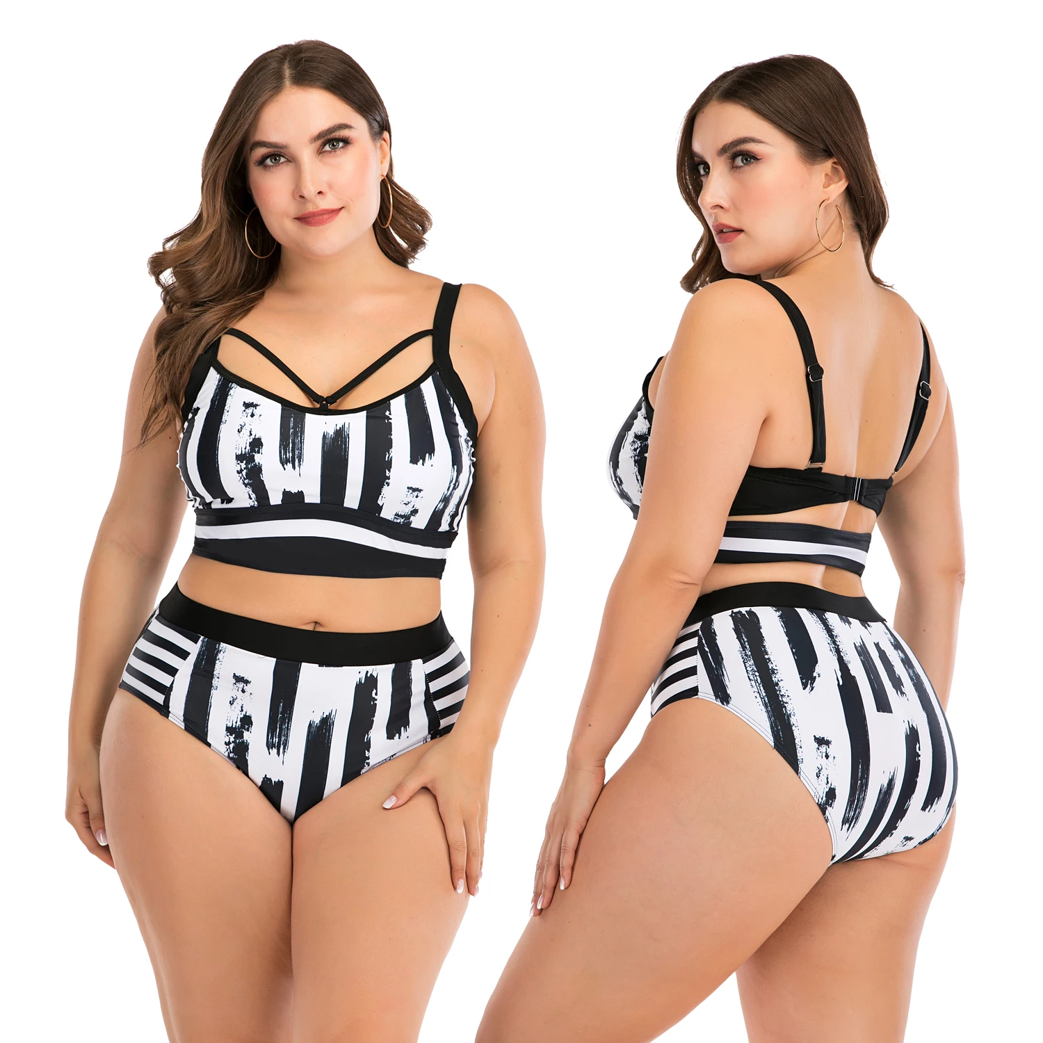 

Surfer Ladies Plus Size Swimwear High-Waisted Bikini Swimwear