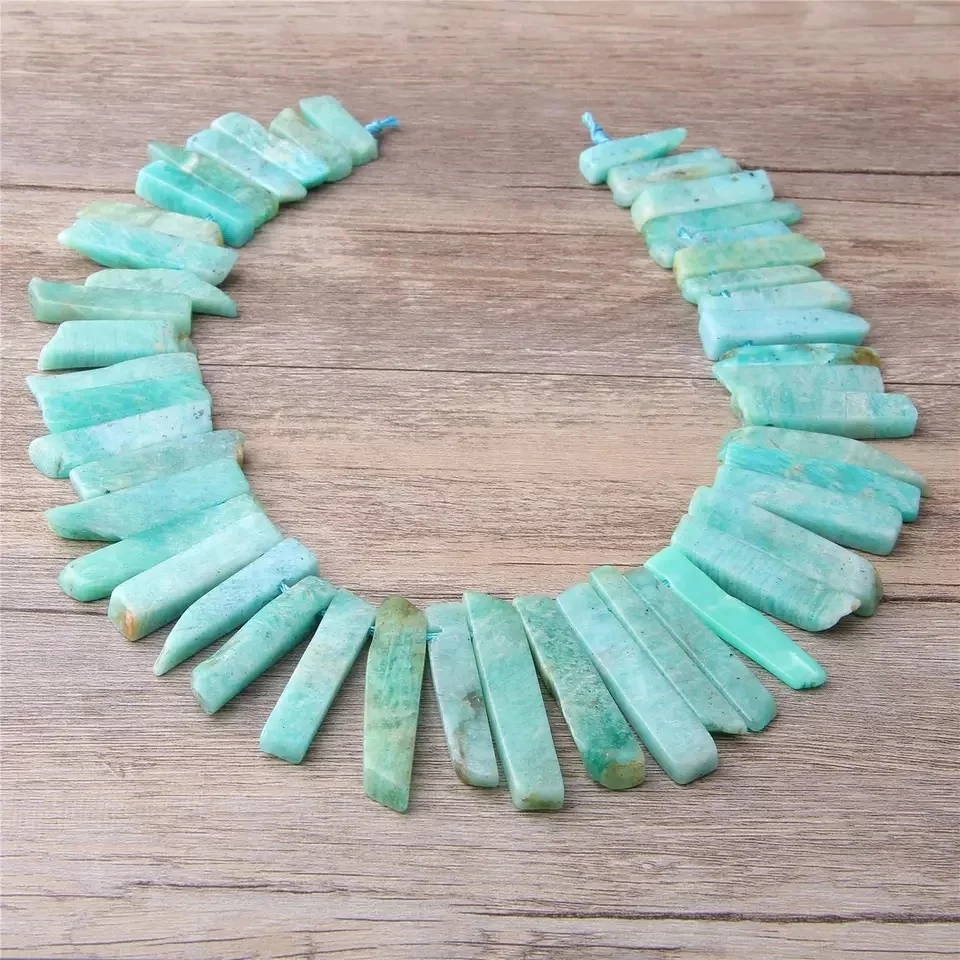 

Natural Gemstone DIY Loose Beads, Top Drilled Bar shape Healing Crystal Point Pendant Drilled Crystal Aquamarine Pendant