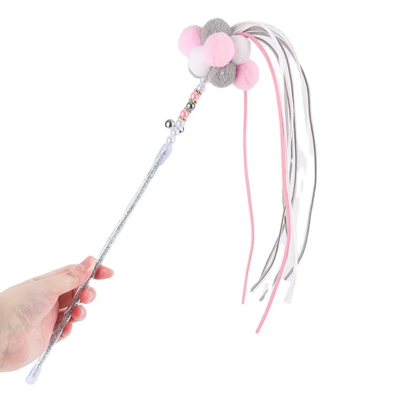 

Fairy Pet Plush Funny Cat Stick Bite Resistant Long Rod Self-Hey Cat Training Artifact Interesting Pet Magic Wand Toy, Red, pink, blue, purple, green, white