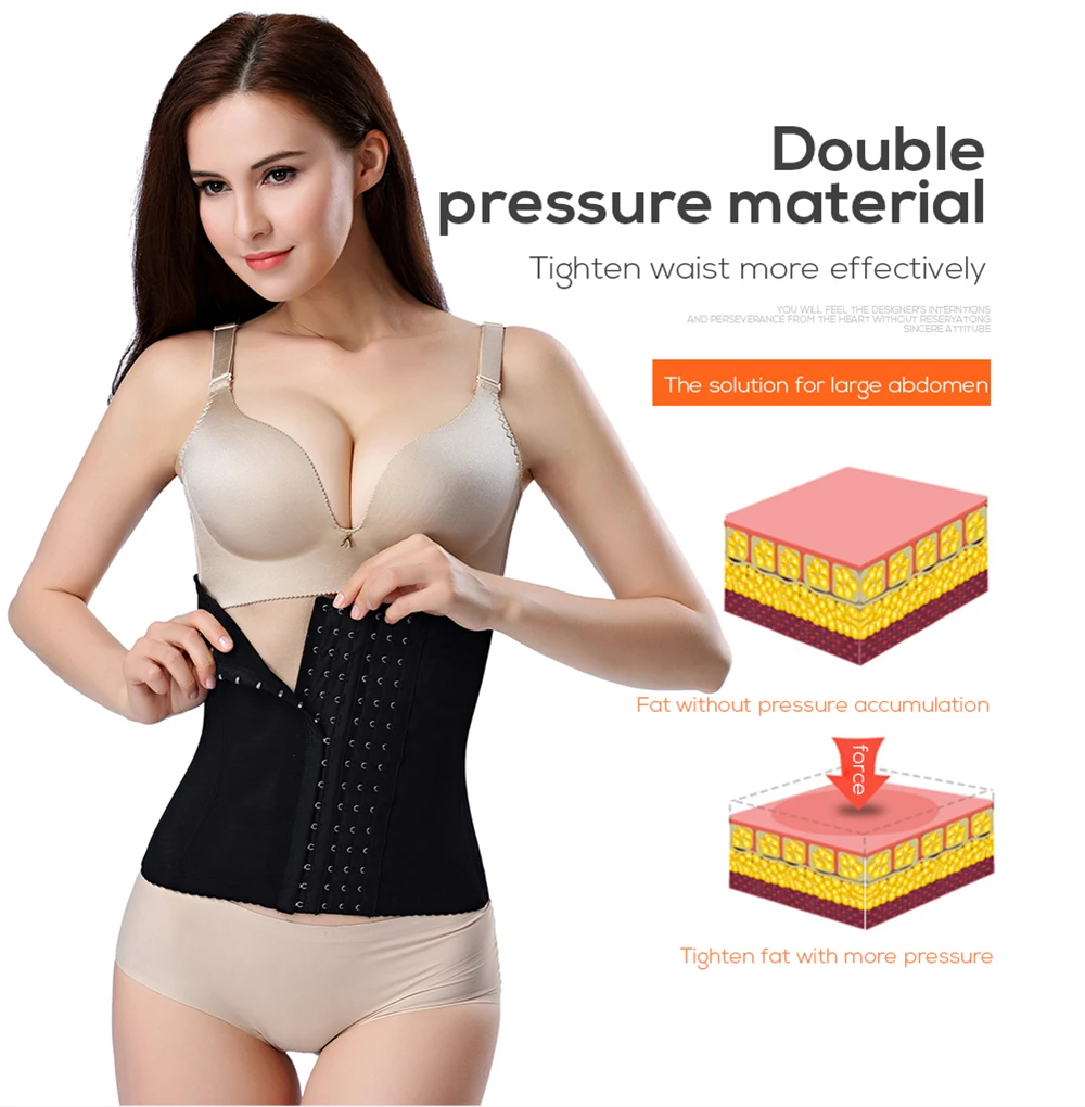 

Steel Bone Polyester Waist Trainer Women Shapers Corset Modeling Strap Body Shaper Colombian Girdles Slimming Belt, Black khaki