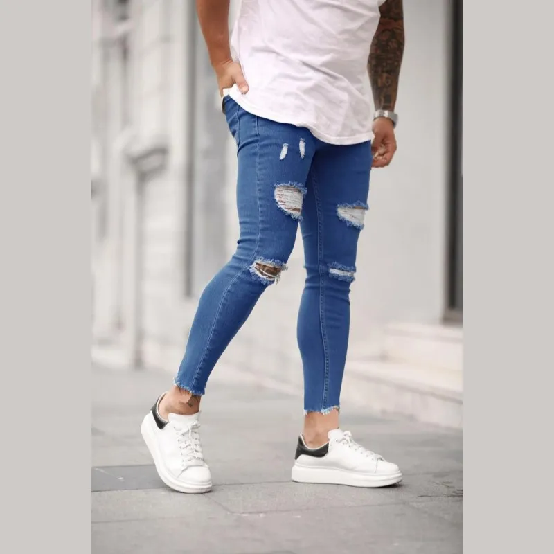 

Factory wholesale custom made high quality popular mens ripped skinny jeans pants
