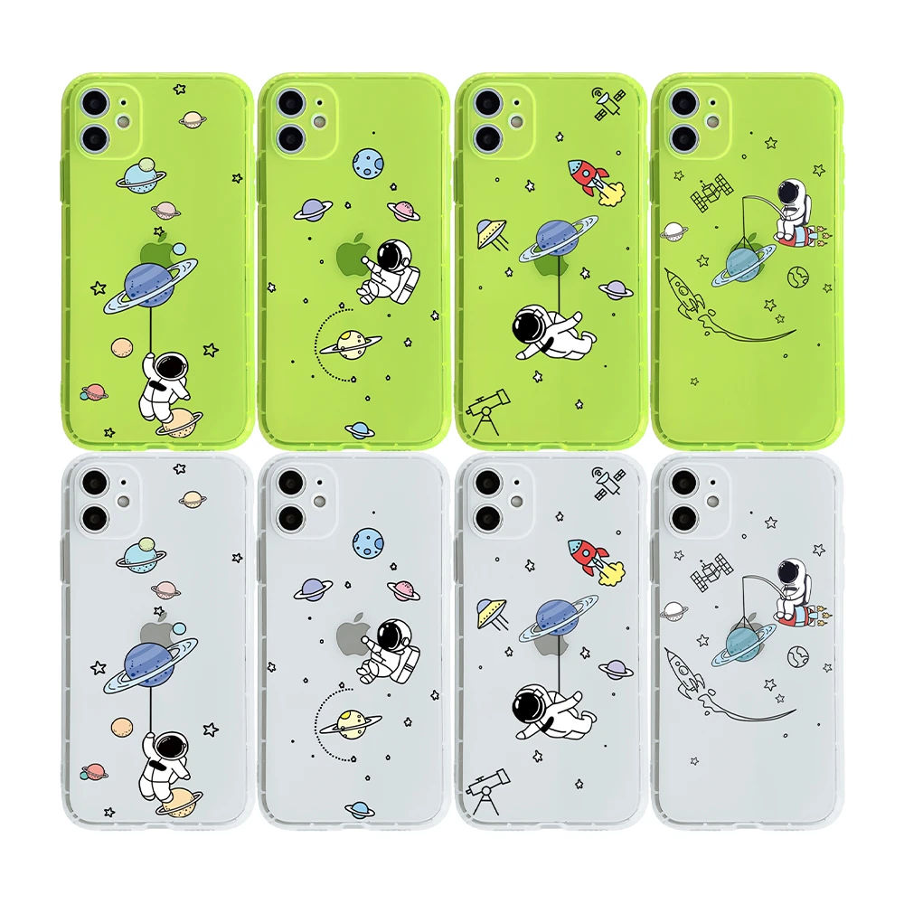 

Print astronauts Fluorescent TPU cell Phone Case For iPhone 12 pro max