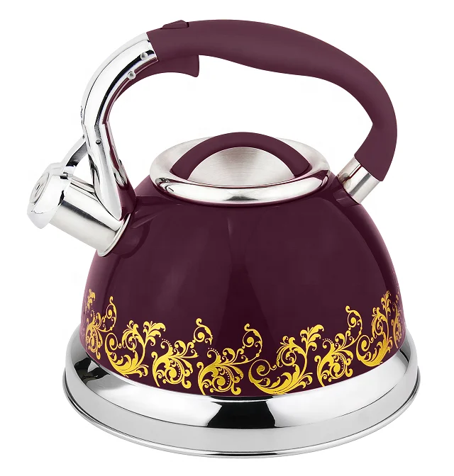 

classic stainless steel kettle whistle stainless steel tea pot kettle whistling kettle flat bottom, Red,blue,purple