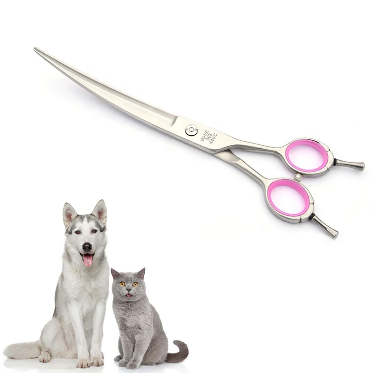 

Top Quality Dog Cat Curved Scissors Straight Shears For Pet Beauty, Silver