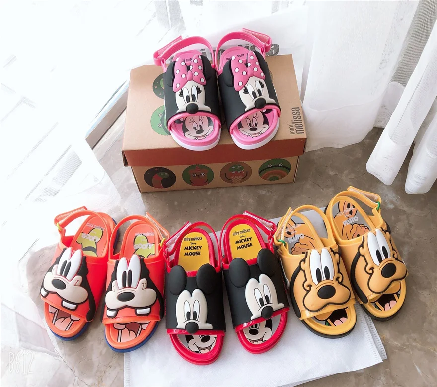 

mini melissa shoes kids children's slippers boy cartoon Mickey sandals girl baby beach jelly shoes