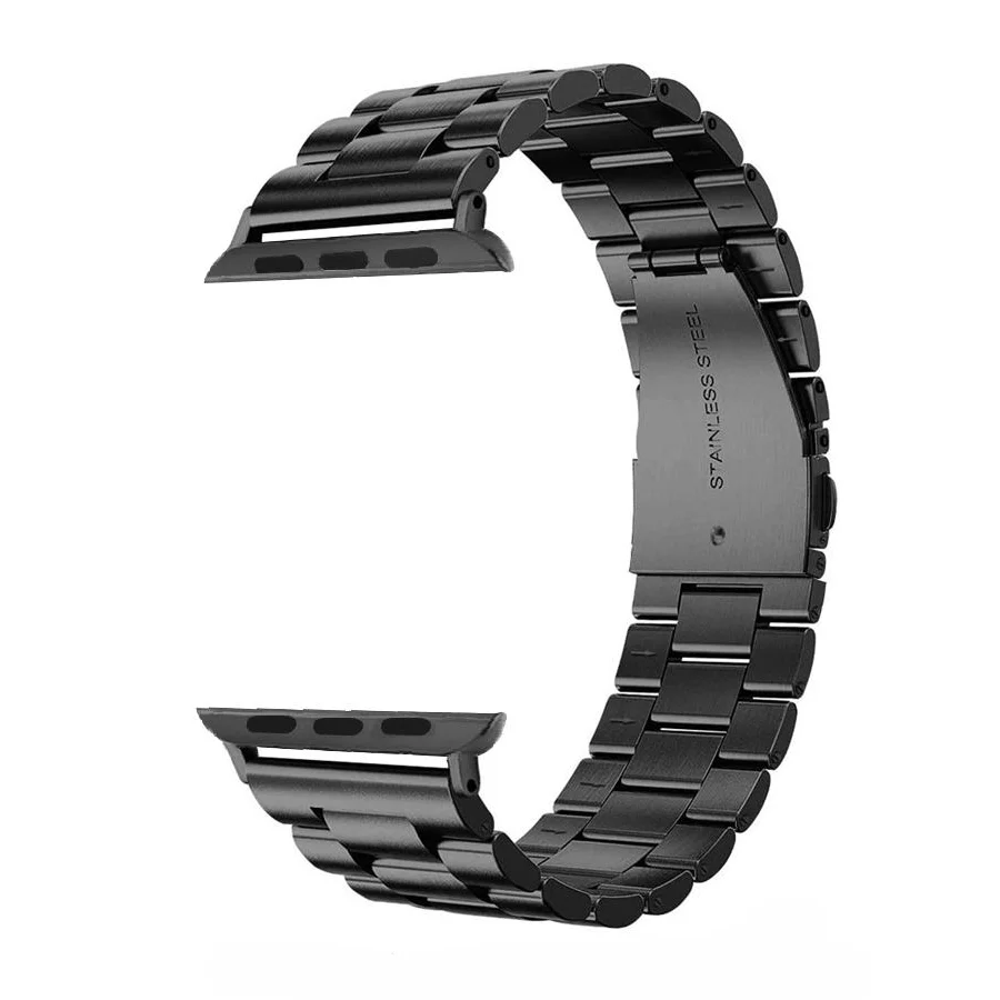 

Double Button Clasp Stainless Steel Metal Watch Band Strap For Apple Watch iWatch Bracelet