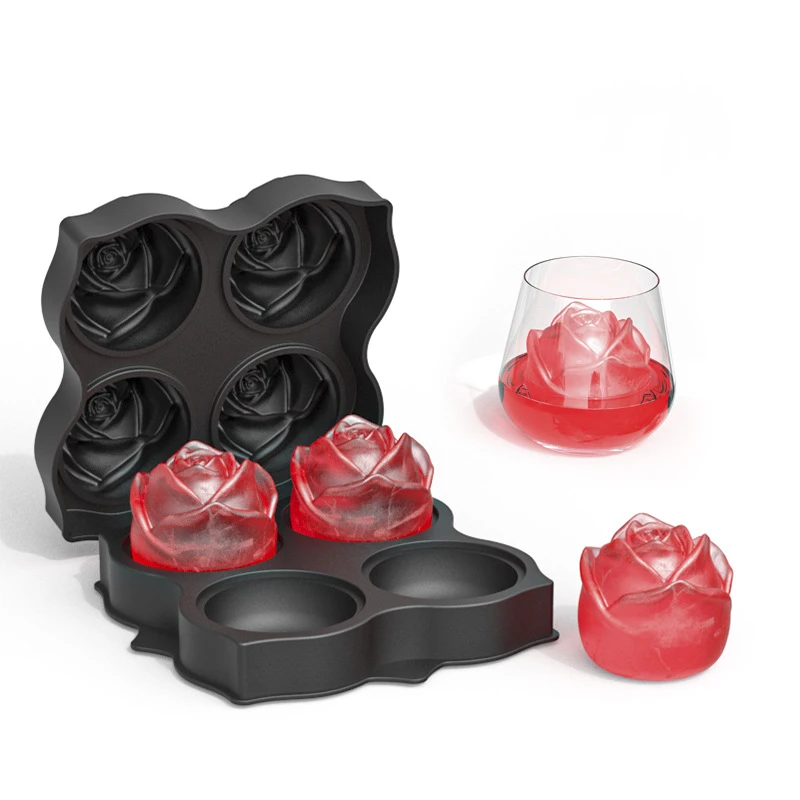 

Food grade rose flower shape ice cube silicone moulds DIY handmade edible cake baking chocolate silicone molds, Random