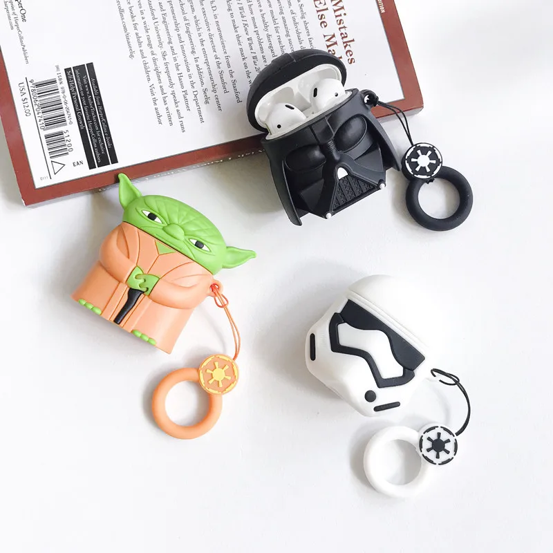 

3D Last Jedi Samurai Warrior Darth Vader Headphone Cases For Apple Airpods 1/2 Silicone Protection Earphone Cover, Multi color