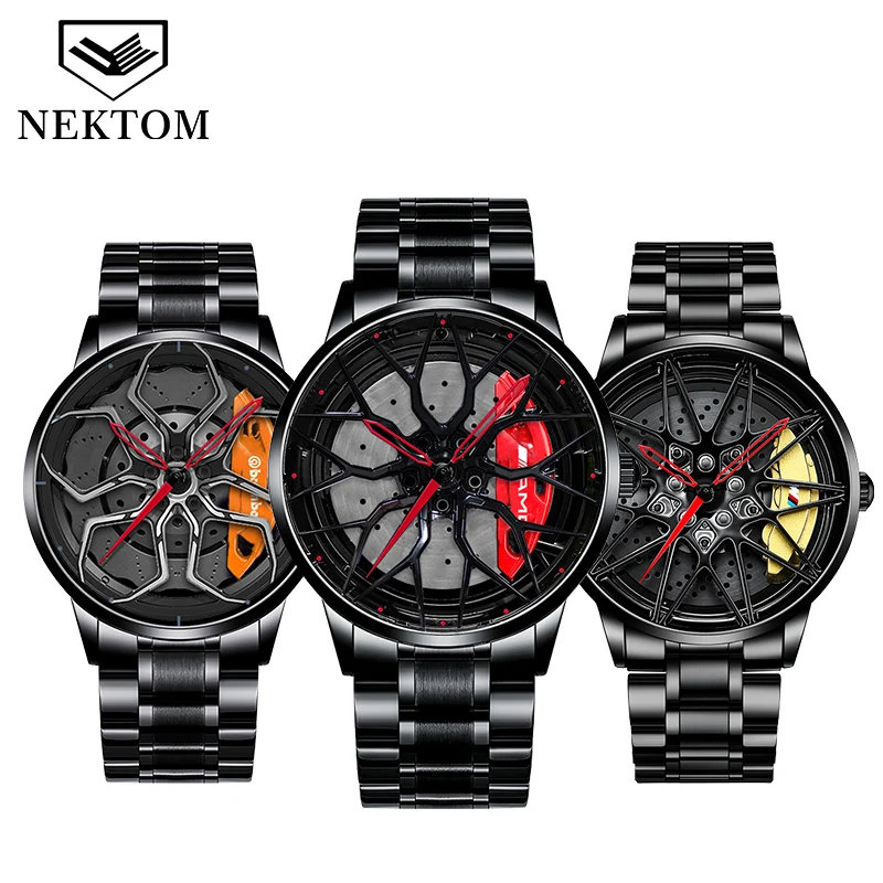 

NEKTOM car wheel watch men wrist quartz drop shipping watch hot selling custom logo wholesale watches