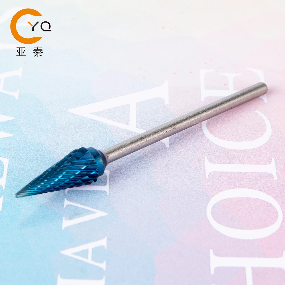 

high quality tools small blue cone bit clean fingernails nail drill bit, Black.purple.silver.colours