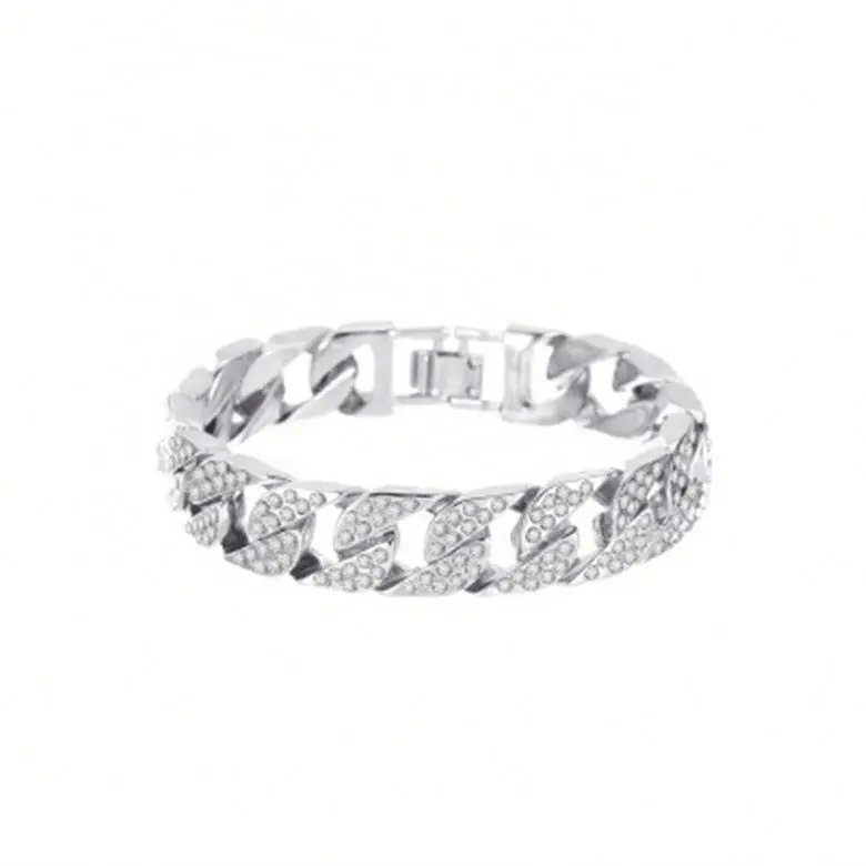 

Street Bounce Exaggerated Bracelet Thick Chain Short Full Diamond Bracelet, Picture