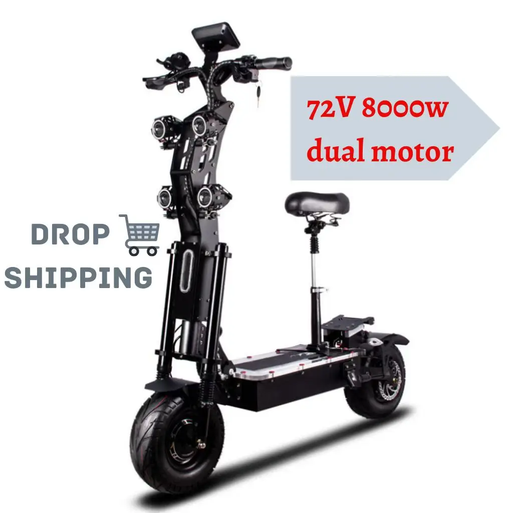 

2022 America New electric scooter with seat 8000w max speed 120kmh 72V dual motor 40ah long range electric scooter for sale