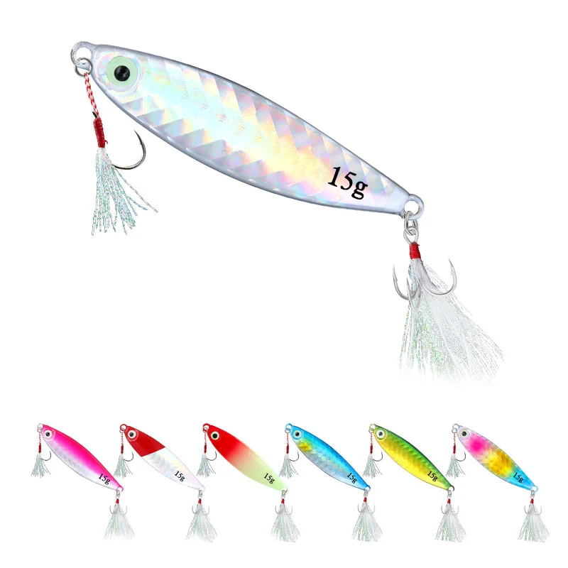 

Artificial Metal Lead Jig Lure Sinking Bait 7g 10g 15g 20g 30g Hard Trolling Fishing Lure Strong Double Hook, 7 colors