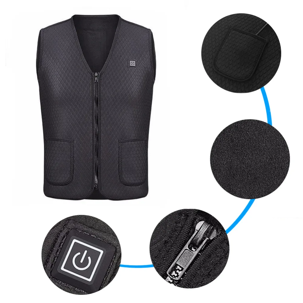 

Vest Popular Quality Effective Heating Vest USB Heated Outdoor Winter Battery Neoprene Fiber Heating Vest for Keep Warm For Man, Customizable