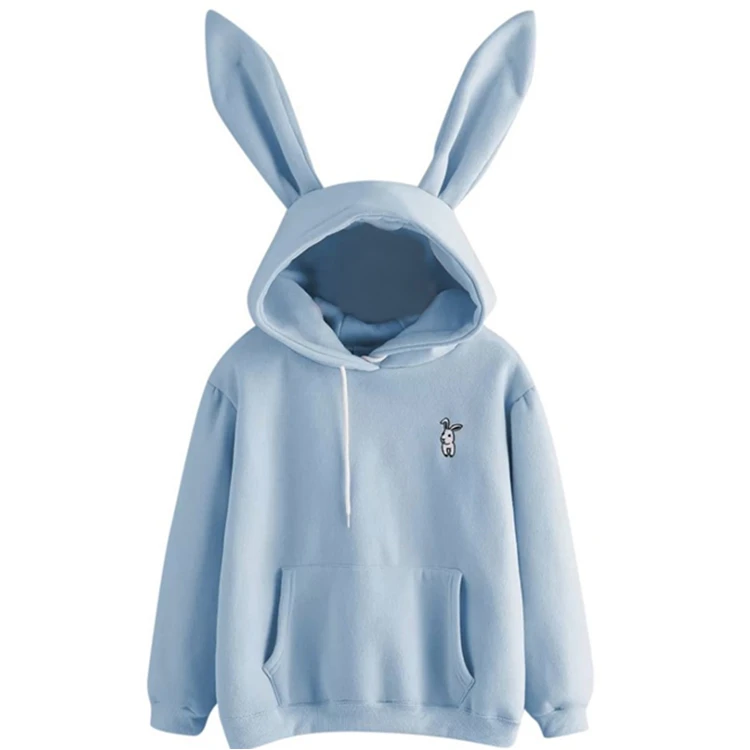 

Free Sample Hot Selling Cheap Custom Casual Womens Rabbit Ears Cute sweatshirt Embossed sweatshirt blanket hoodie, Printed