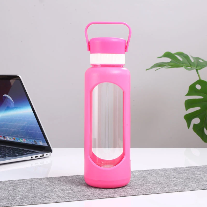 

Reusable Bpa Free Wide Mouth Wholesale Glass Drinking Water Bottles With Time Marker Reminder Protective Sleeve And Lids