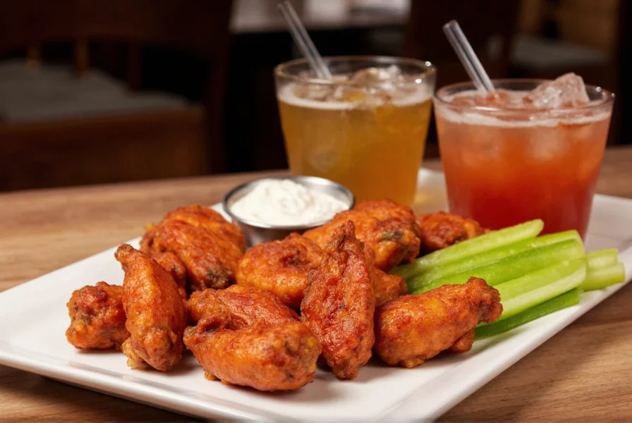 Ghost pepper wings served at Boston restaurant with side of cooling beverages