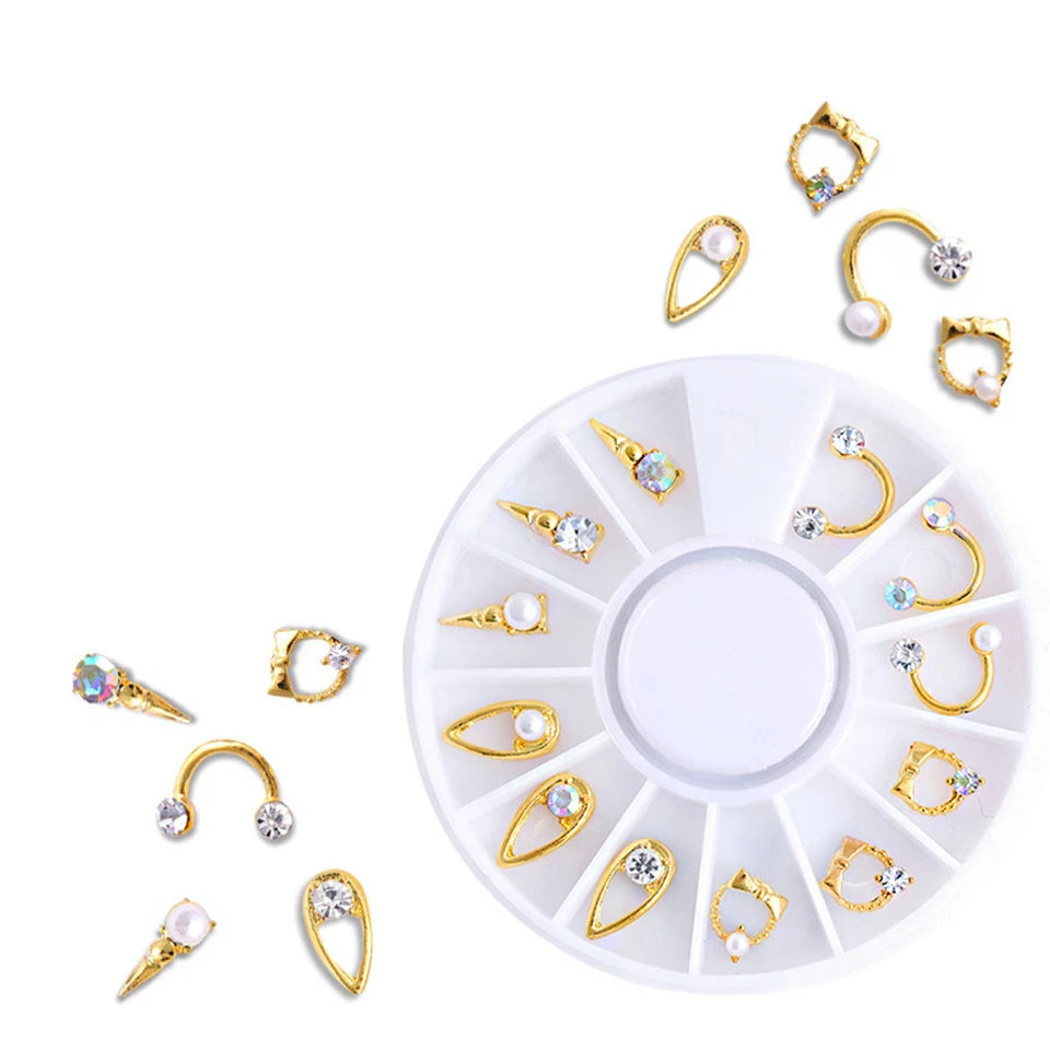 

2022 Beauty New Luxury Alloy AB Crystal Zircon Nail Art Jewelry Nail Rhinestone Decorations