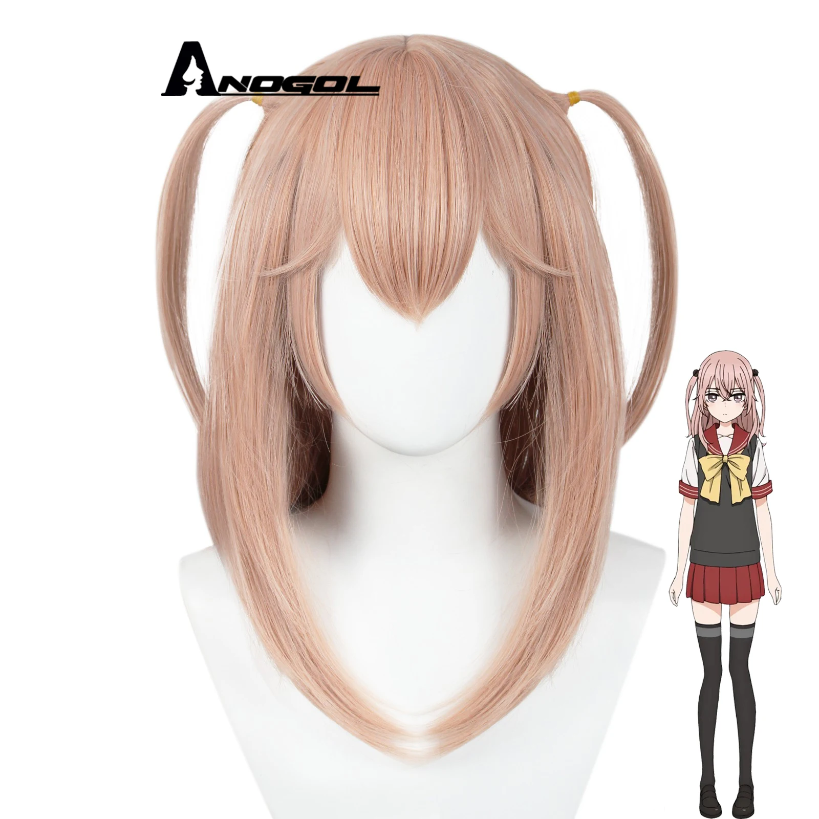 

Anogol Wholesale My Dress Up Darling Anime Inui Sajuna Cosplay Wig Short Straight Pink Synthetic Halloween Party Cosplay Wigs